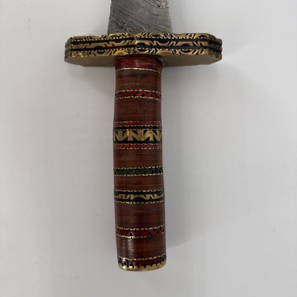 Custom Handmade Damascus Blade Hunting Knife Camping Knife w/Sheath 10" Blade - Picture 4 of 16